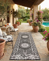 Patio Heritage Collection Area Rug -  Lafayette (Black and White) Runner Black and White  lifestyle 52