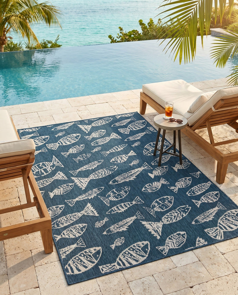 Seaside Haven Rugs Collection Area Rug -  Oceanview Rectangle Blue  lifestyle 7