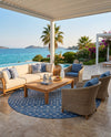 Savannah Pergola Collection Area Rug -  Pergola (Blue) Round Blue  lifestyle 40