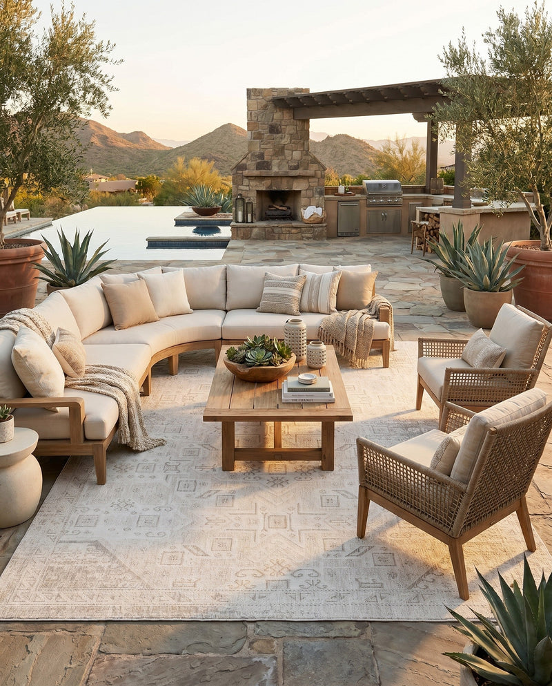Tribal Terrace Treasures Collection Area Rug - Mayan Marina (Light Gray) Rectangle Light Gray  lifestyle 27