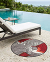 Urban Terrace Collection Area Rug -  Porch Round Red and Black  lifestyle 22