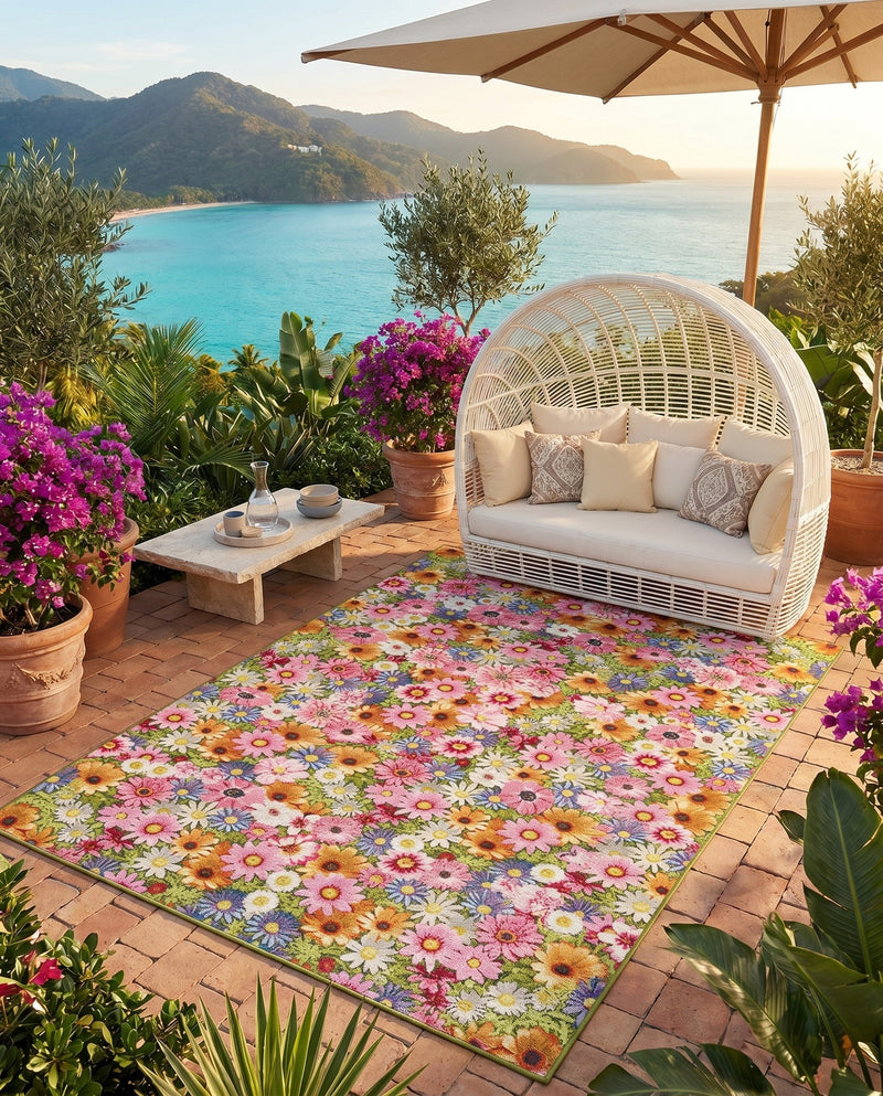 Seaside Blooms Collection Area Rug -  Marseilles Rectangle Multi  lifestyle 40