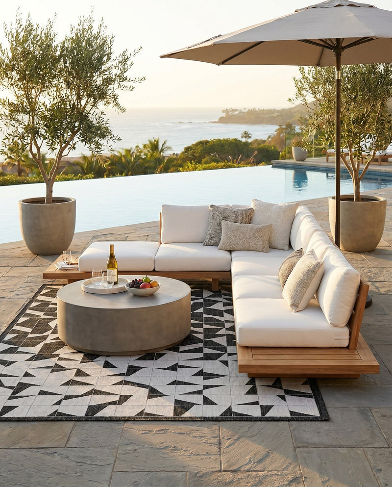 Urban Terrace Collection Area Rug -  Mercer Rectangle Black and White  lifestyle 19