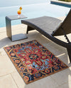 Patio Heritage Collection Area Rug -  Garden Rectangle Rust Red and Blue  lifestyle 29