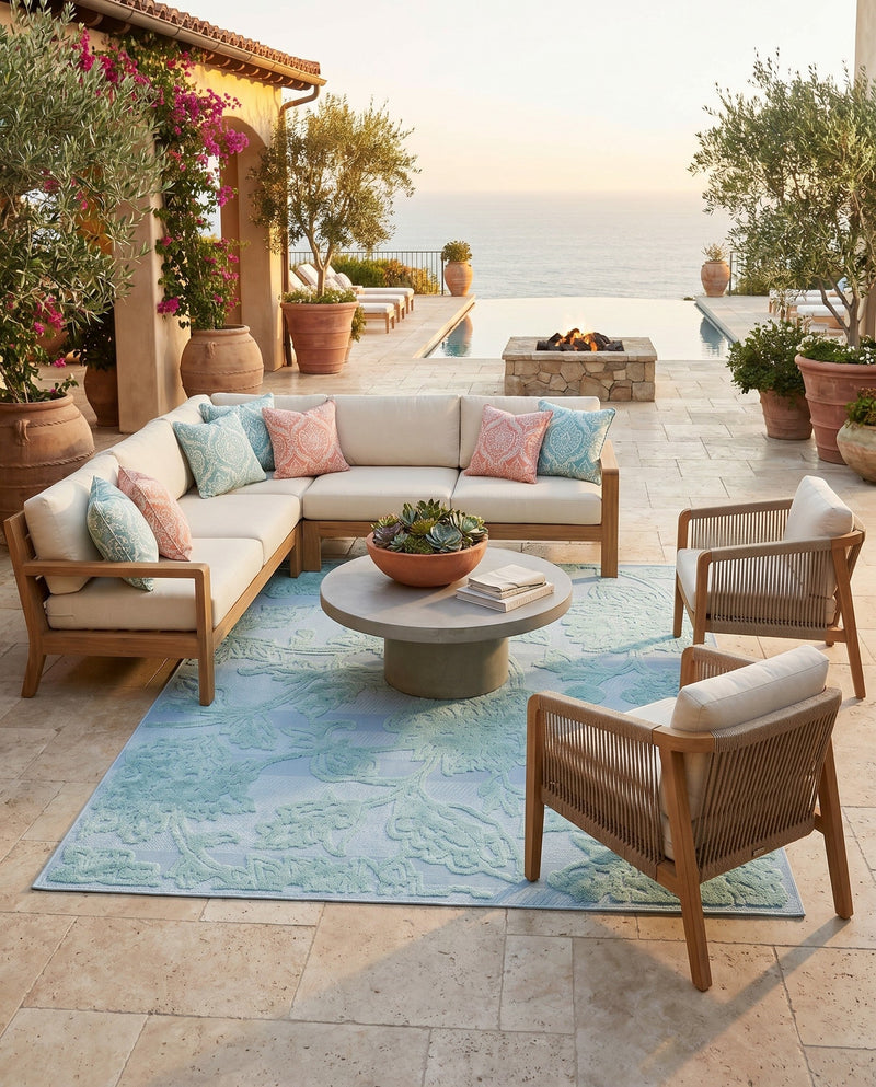 Bahama Breeze Outdoor Collection Area Rug -  Eleuthera Rectangle Navy Blue  lifestyle 13