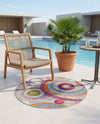 Urban Terrace Collection Area Rug -  Plaza Round Multi  lifestyle 80