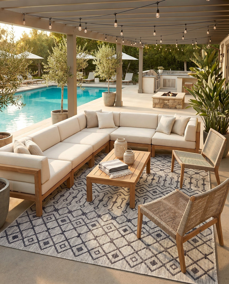 Savannah Pergola Collection Area Rug -  Pergola (Gray) Rectangle Gray  lifestyle 7