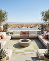 Seaside Stripes Collection Area Rug - Cabana (Green) Round Green  lifestyle 35