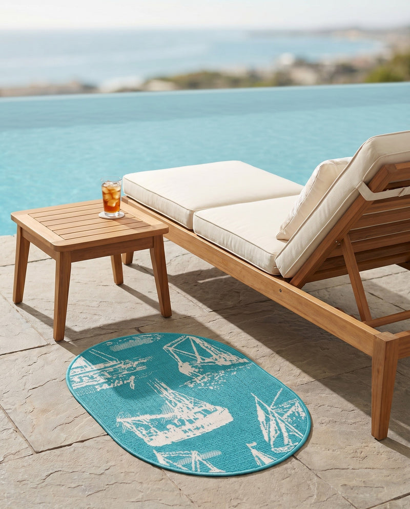 Seaside Haven Rugs Collection Area Rug -  Beachcomber Oval Teal  lifestyle 57
