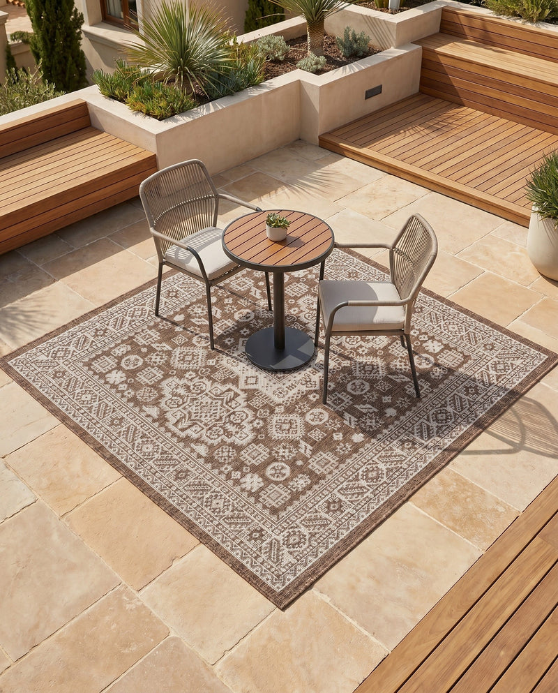 Tribal Terrace Treasures Collection Area Rug -  Incan Isle (Brown) Square Brown  lifestyle 33
