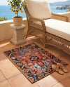 Patio Heritage Collection Area Rug -  Garden Rectangle Rust Red and Blue  lifestyle 30