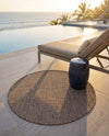 Seaside Serenity Collection Area Rug - Veranda (Light Brown) Round Light Brown  lifestyle 56