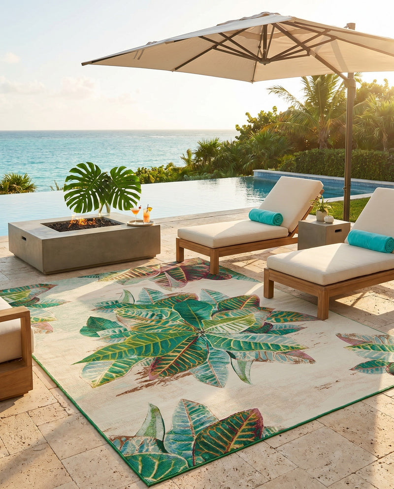 Seaside Blooms Collection Area Rug -  Fern Rectangle Multi  lifestyle 45