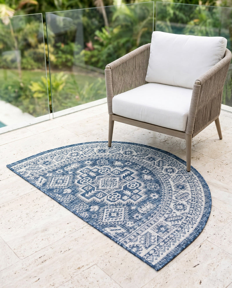 Tribal Terrace Treasures Collection Area Rug -  Incan Isle (Blue) Hearth Blue  lifestyle 45