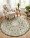 Tribal Terrace Treasures Collection Area Rug -  Incan Isle (Green) Round Green  lifestyle 39