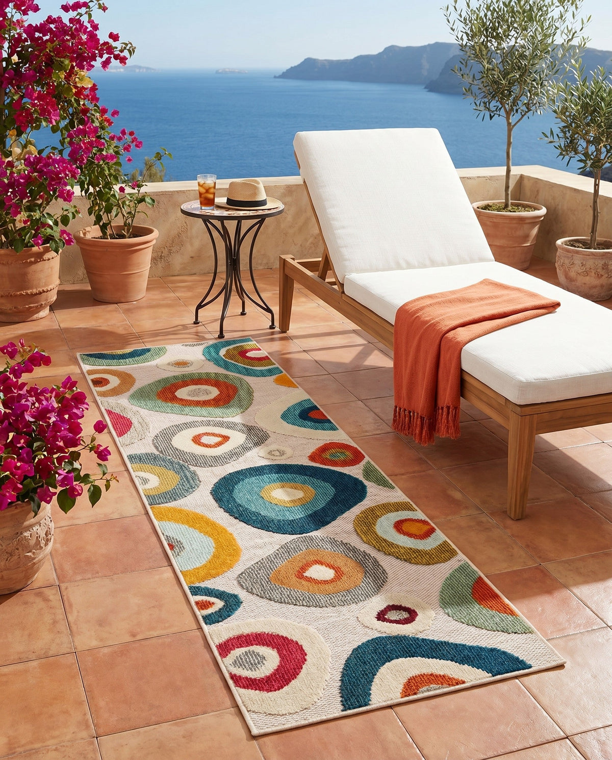 Outdoor Marrakesh Collection Area Rug -  Chefchaouen Runner Multi Beige  lifestyle 146
