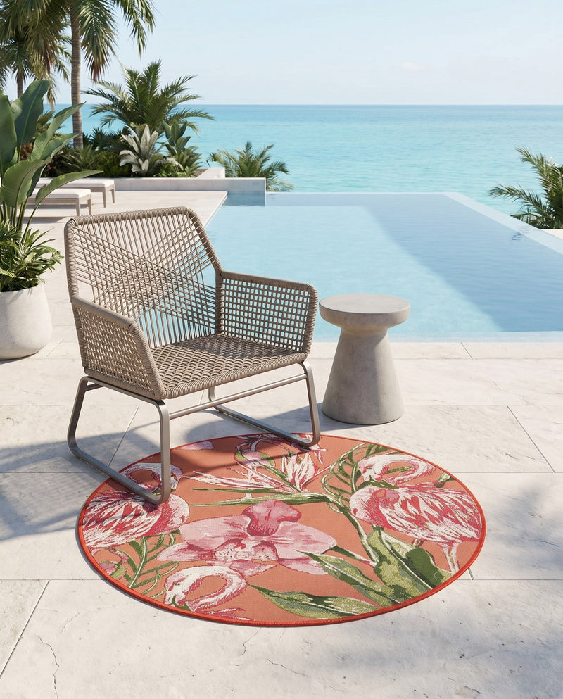 Seaside Blooms Collection Area Rug -  Kyoto Round Coral  lifestyle 64
