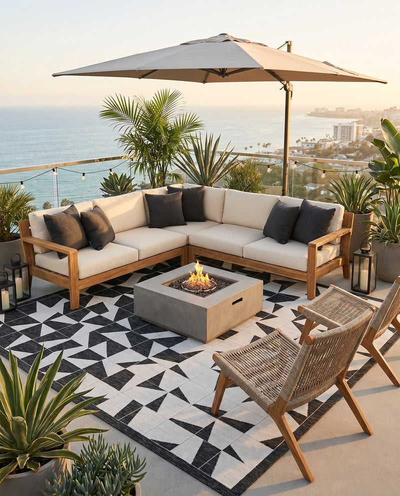 Urban Terrace Collection Area Rug -  Mercer Square Black and White  lifestyle 21