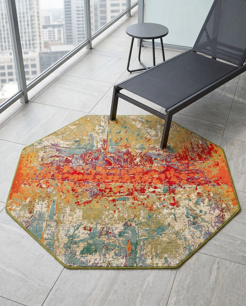 Urban Terrace Collection Area Rug -  Terrace Octagon Multi  lifestyle 60