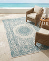 Patio Heritage Collection Area Rug -  Lafayette (Aqua) Rectangle Aqua  lifestyle 7