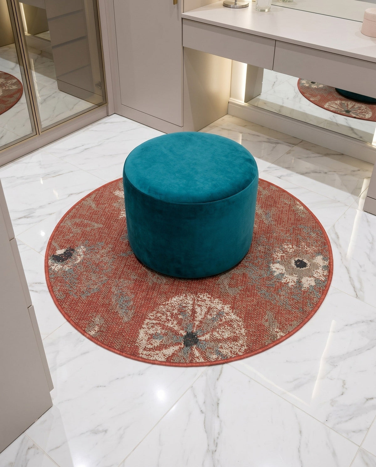 Seaside Blooms Collection Area Rug - Seychelles Round Terracotta  lifestyle 170
