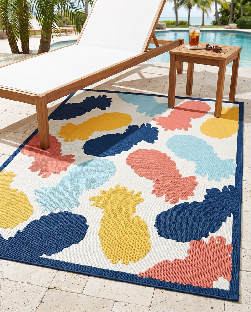 Caribbean Terrace Collection Area Rug -  Nevis Rectangle White  lifestyle 27