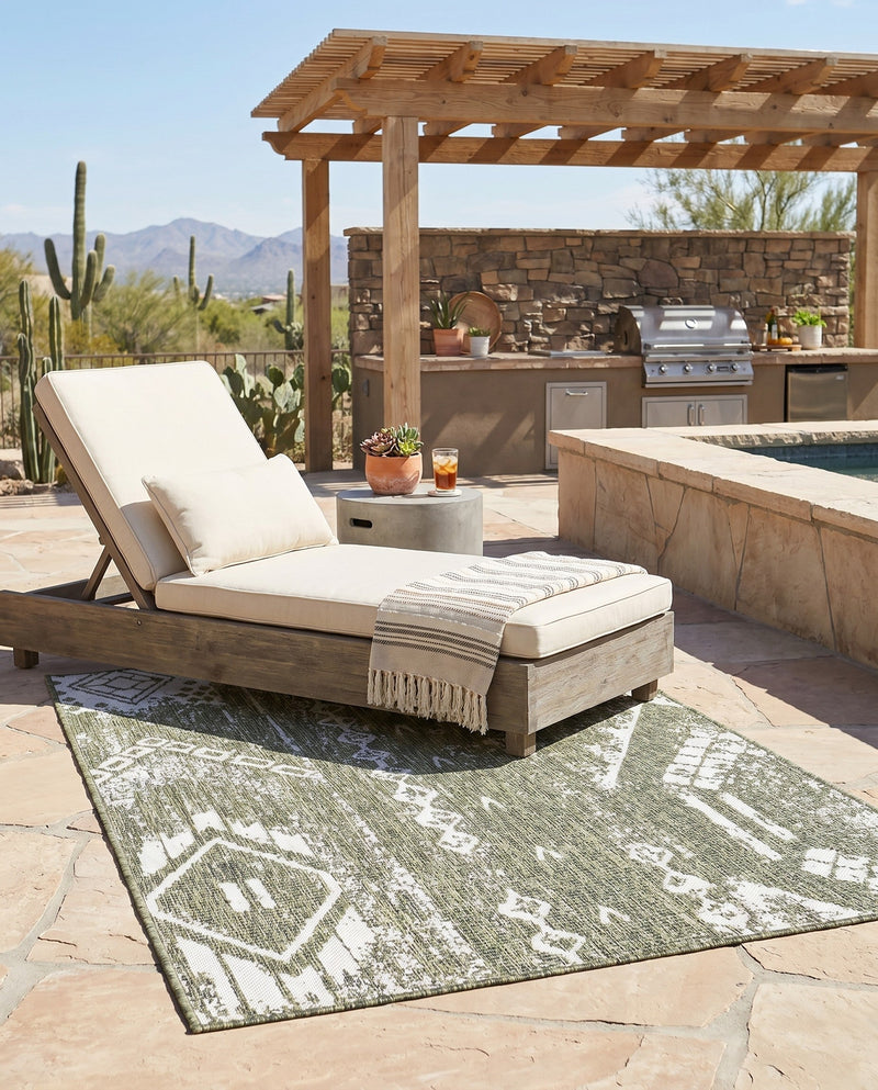 Desert Nomad Terrace Collection Area Rug - Sahara (Green) Rectangle Green  lifestyle 14