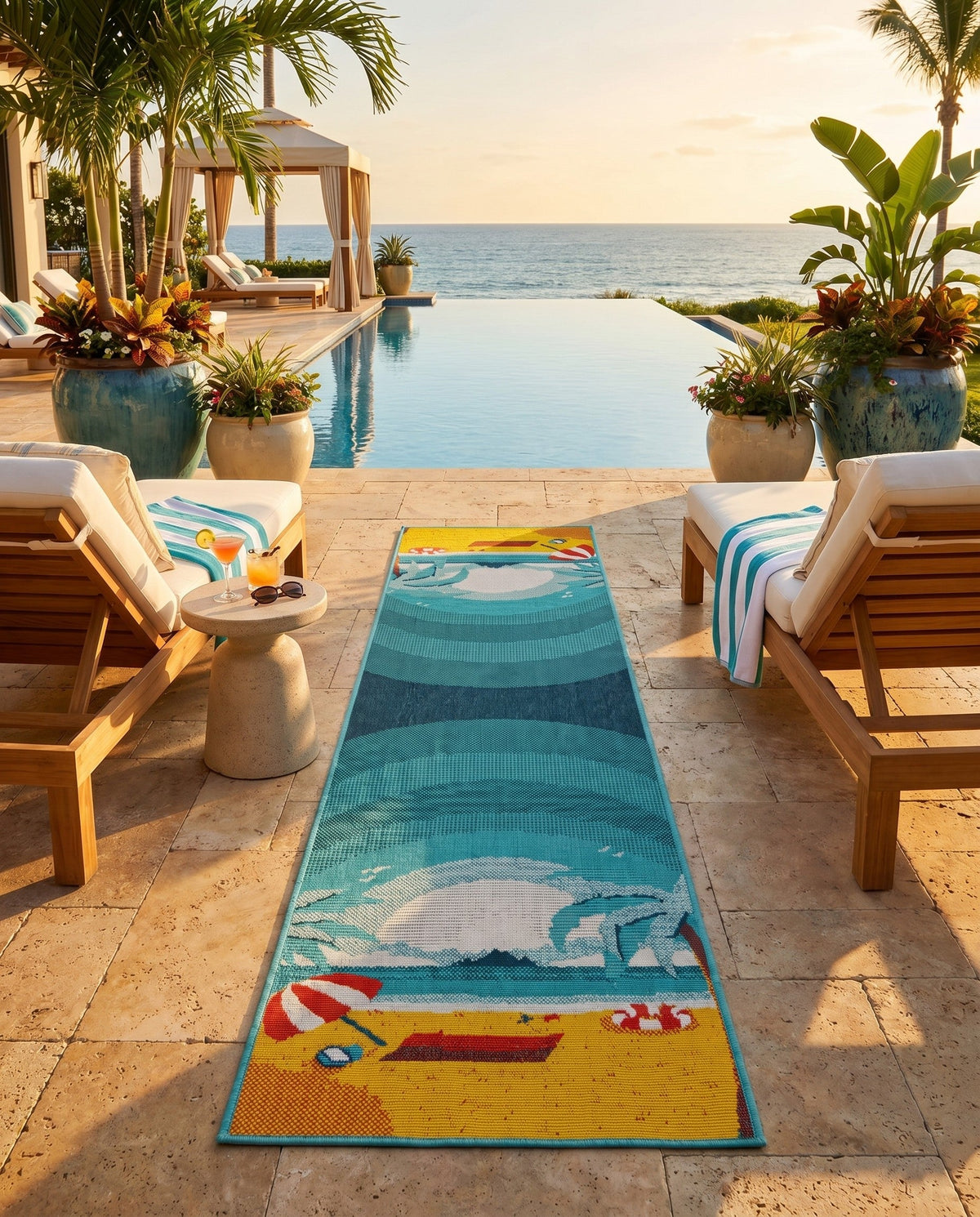 Seaside Haven Rugs Collection Area Rug -  Dockside Runner Multi  lifestyle 83