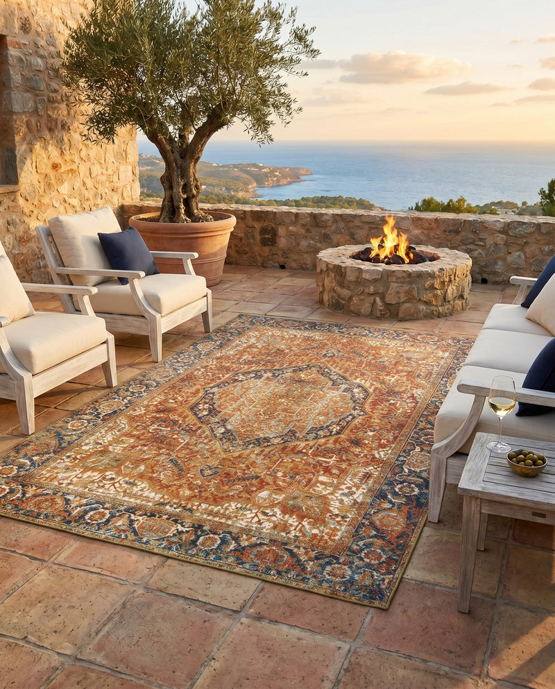 Patio Heritage Collection Area Rug -  Haven Rectangle Rust Red  lifestyle 51