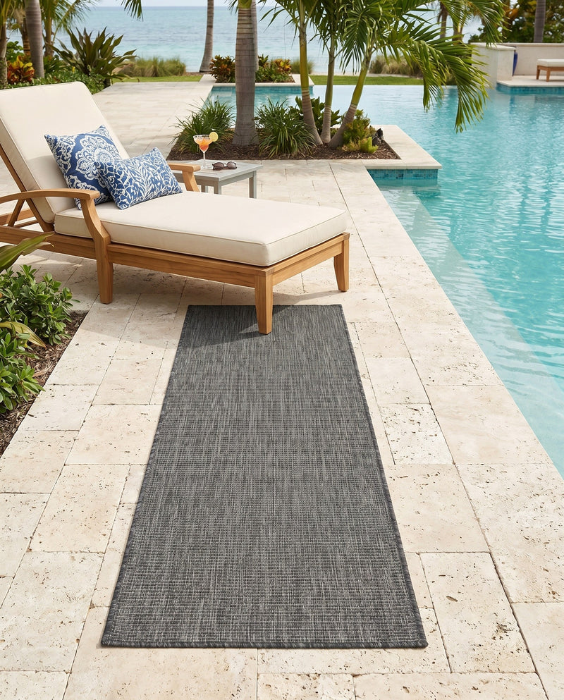 Seaside Serenity Collection Area Rug - Veranda (Black) Runner Black  lifestyle 45