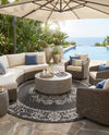 Patio Heritage Collection Area Rug - Savannah (Charcoal Gray) Round Charcoal Gray  lifestyle 63