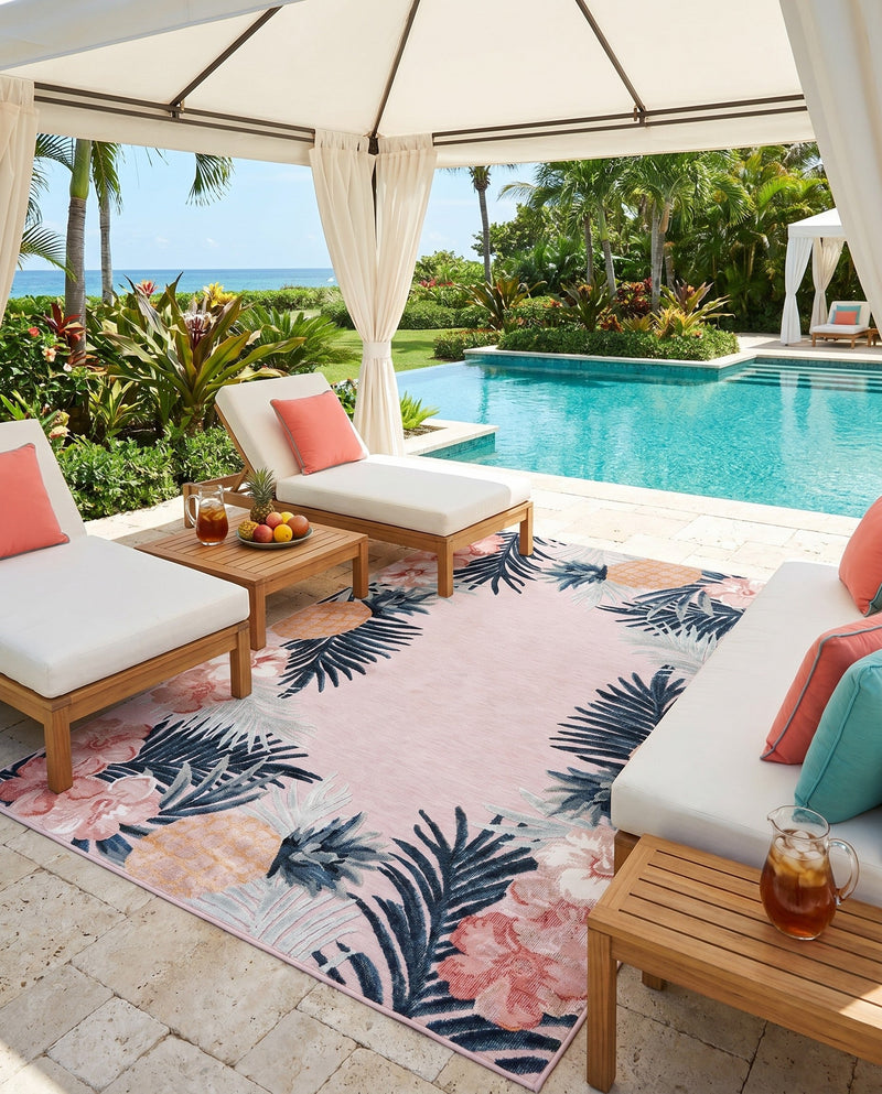 Seaside Blooms Collection Area Rug - Haven Rectangle Pink  lifestyle 44