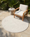 Tribal Terrace Treasures Collection Area Rug - Mayan Marina (Light Gray) Round Light Gray  lifestyle 32