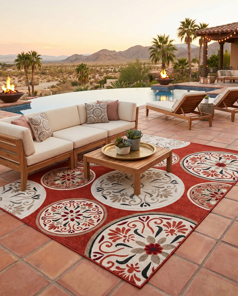Urban Terrace Collection Area Rug -  Deck Rectangle Terracotta  lifestyle 45