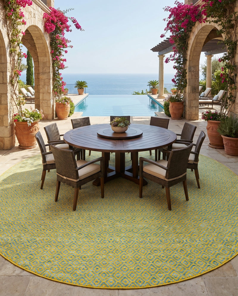 Urban Oasis Rugs Collection Area Rug -  Rooftop (Yellow and Aqua) Round Yellow and Aqua  lifestyle 26