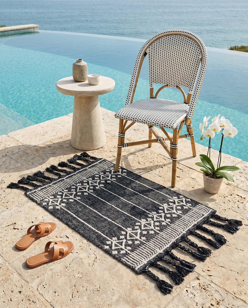 Sustainable Nomad Terrace Collection Area Rug - Reef Rectangle Charcoal Black  lifestyle 52