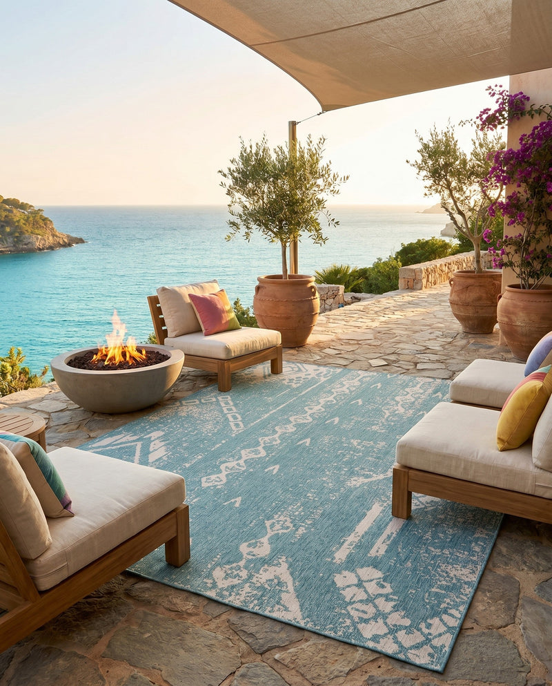 Desert Nomad Terrace Collection Area Rug - Sahara (Light Aqua) Rectangle Light Aqua  lifestyle 16