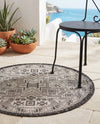 Tribal Terrace Treasures Collection Area Rug - Mayan Marina (Charcoal Gray) Round Charcoal Gray  lifestyle 60