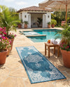 Patio Heritage Collection Area Rug -  Charleston (Teal) Runner Teal  lifestyle 66