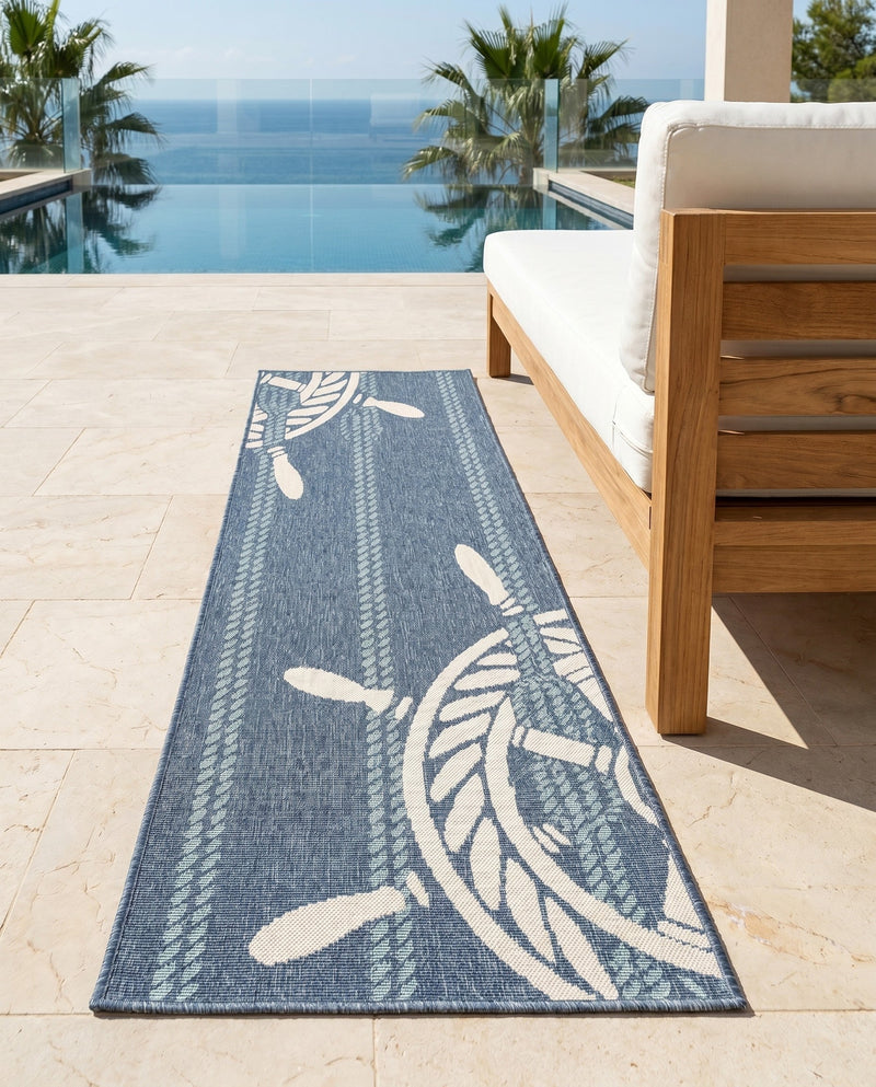 Seaside Haven Rugs Collection Area Rug - Harbor Runner Navy Blue  lifestyle 45