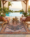 Patio Heritage Collection Area Rug -  Courtyard Rectangle Navy Blue and Light Pink  lifestyle 13