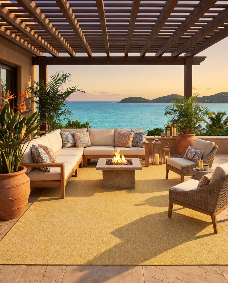 Seaside Serenity Collection Area Rug - Veranda (Corn Harvest Yellow) Rectangle Corn Harvest Yellow  lifestyle 8