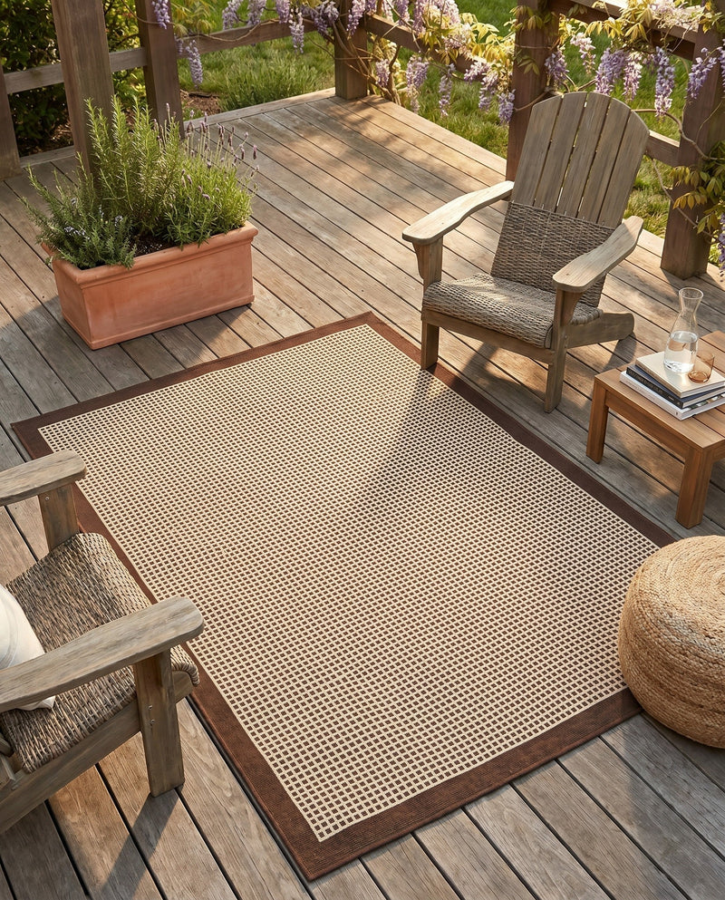 Terrace Fringe Collection Area Rug - Oceanside Rectangle Brown  lifestyle 57