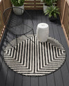 Urban Terrace Collection Area Rug -  Astoria (Black and White) Round Black and White  lifestyle 46
