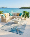 Urban Terrace Collection Area Rug -  Vertex Rectangle Blue and Ivory  lifestyle 19