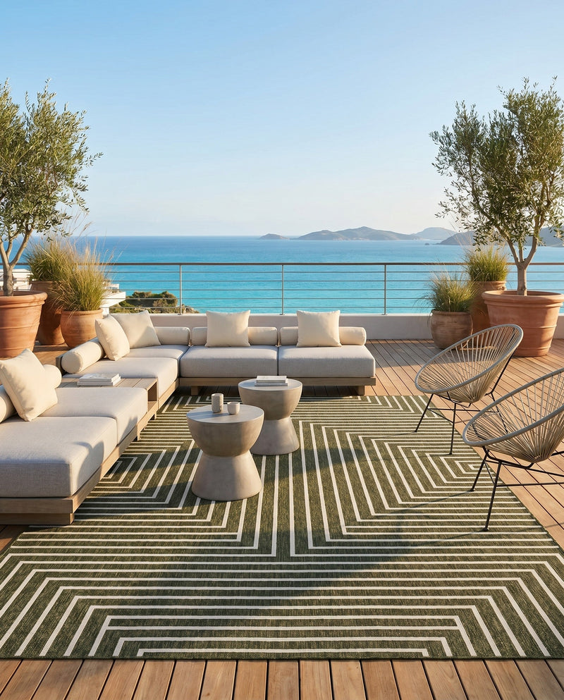 Urban Terrace Collection Area Rug -  Astoria (Green) Rectangle Green  lifestyle 11