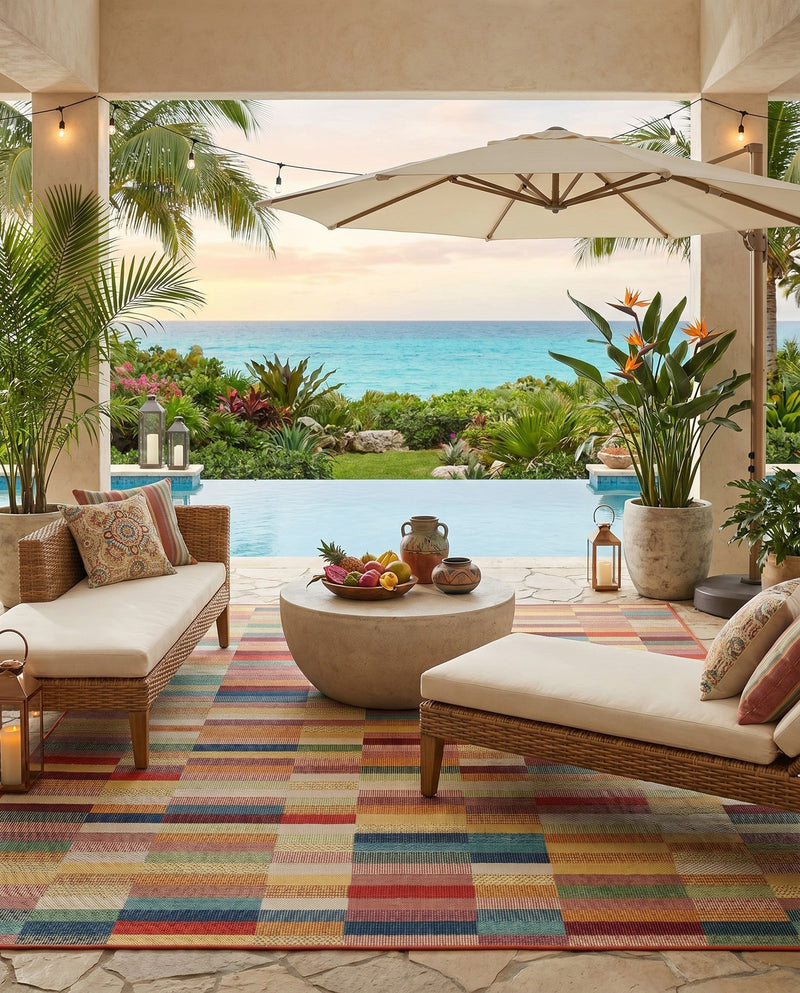 Coastal Terrace Collection Area Rug -  Harbor Rectangle Multi  lifestyle 13