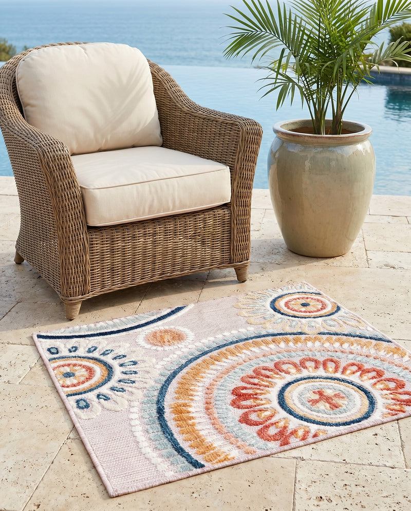 Seaside Blooms Collection Area Rug -  Eden Rectangle Pink  lifestyle 70