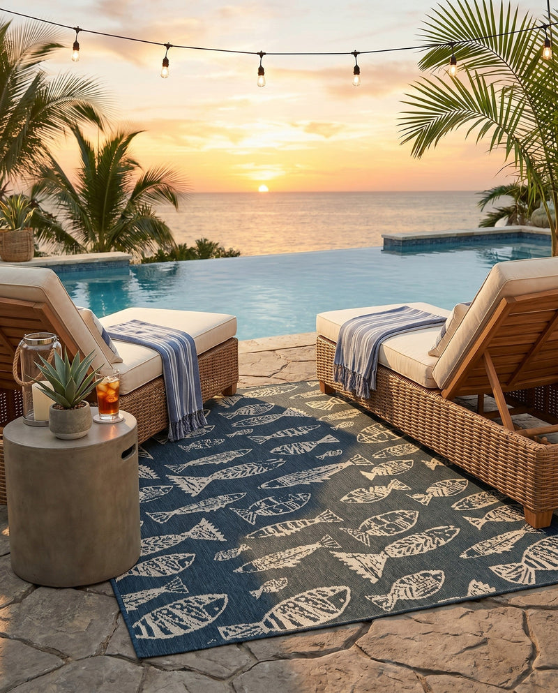 Seaside Haven Rugs Collection Area Rug -  Oceanview Rectangle Blue  lifestyle 8
