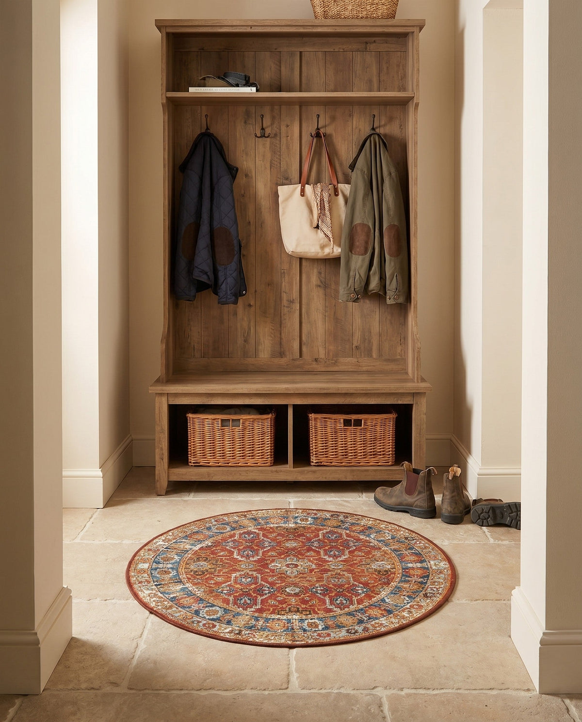 Patio Heritage Collection Area Rug -  Eden Round Antique Red  lifestyle 91